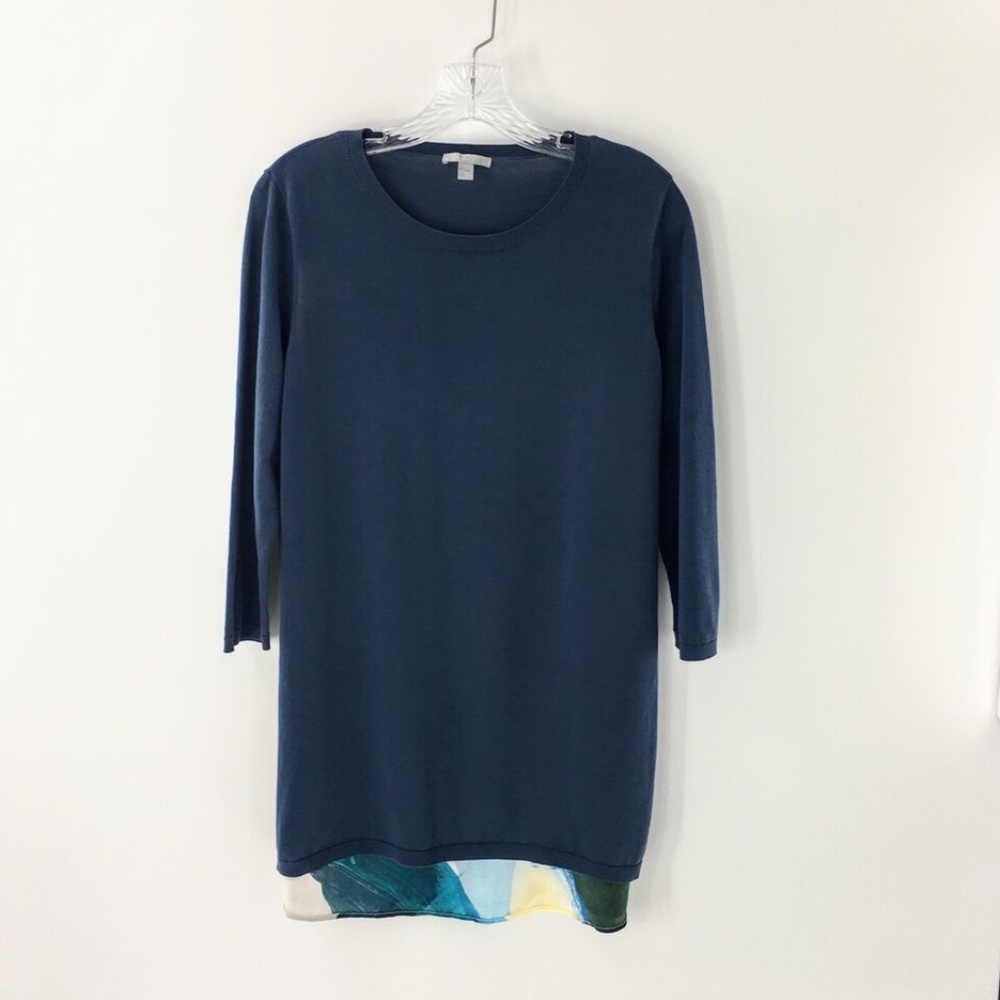 COS Womens Knit Tunic Top Blue Crewneck Mulberry Silk Back Art to Wear Sz S - Picture 9 of 11